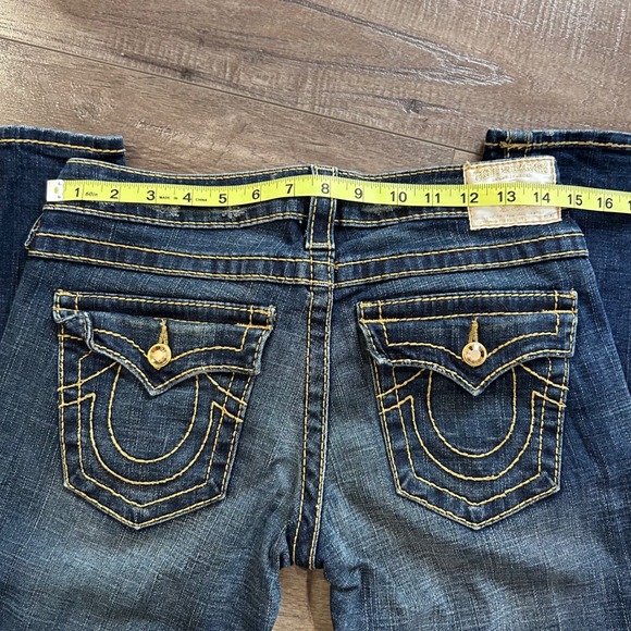 Y2K True Religion Gold Stitch/Jewel Women's Joey Super T Low Rise Jeans Size 28 - Picture 6 of 8